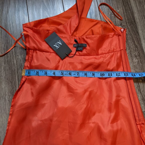 NWT Petite (0P) - A/X Orange One Shoulder Silk Dress - Picture 8 of 9